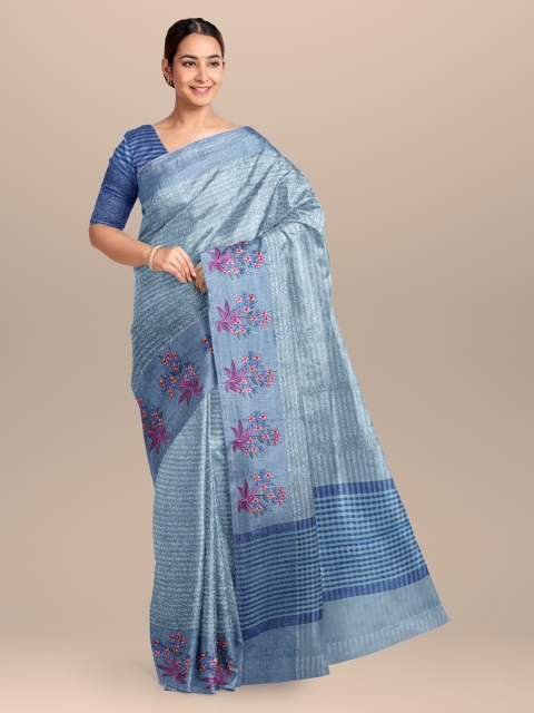 

KLM Fashion Mall Blue Woven Design Organza Saree
