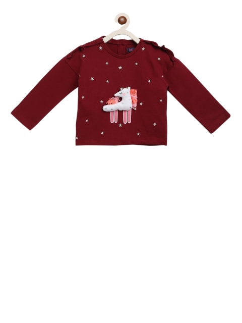 

Nauti Nati Girls Maroon & White Printed Sweatshirt