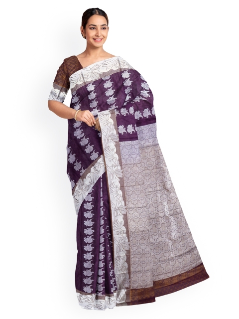 

KLM Fashion Mall Violet Woven Design Art Silk Saree