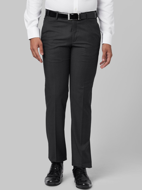 

Park Avenue Men Black & Grey Skinny Fit Striped Formal Trousers