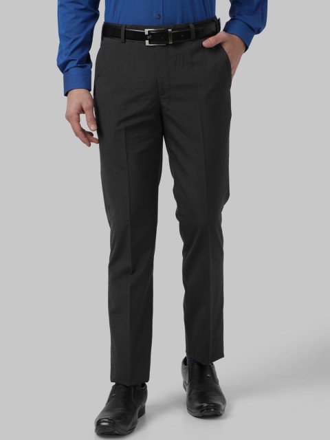 

Park Avenue Men Charcoal Grey Skinny Fit Solid Formal Trousers