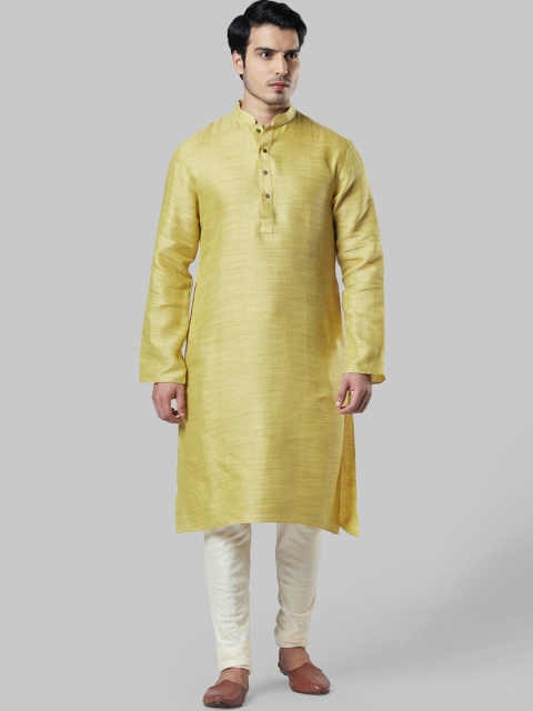 

Ethnix by Raymond Men Yellow Woven Design Straight Kurta