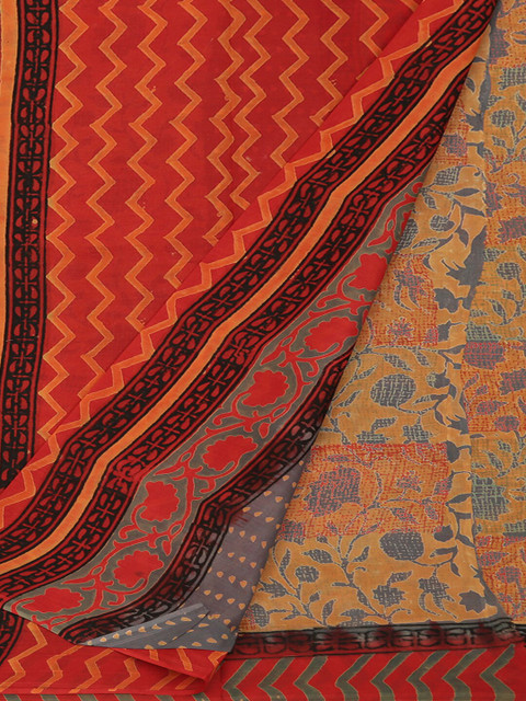

Pothys Orange Solid Pure Cotton Saree