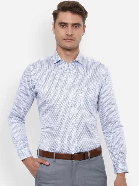 

Van Heusen Men Blue & White Regular Fit Printed Formal Shirt