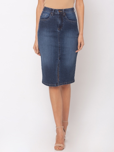 

Tarama Women Blue Faded Denim Pencil Skirt