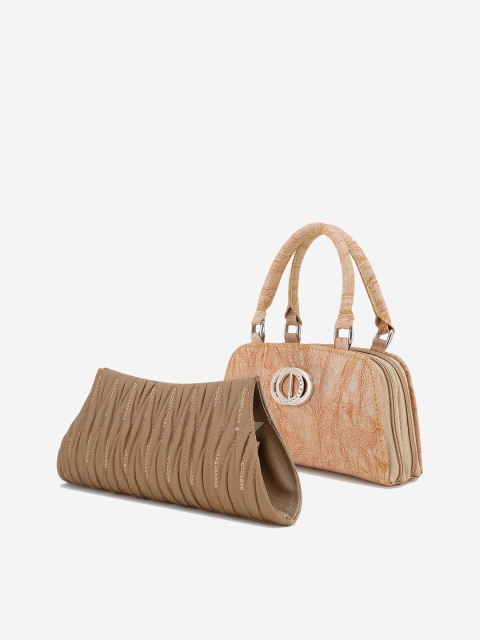 

Element Cart Pack of 2 Brown & Peach-Coloured Textured Clutches