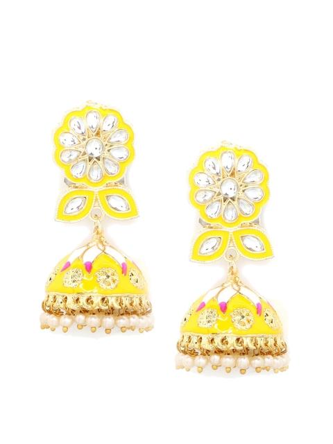 

Kairi Yellow & White Floral Jhumkas