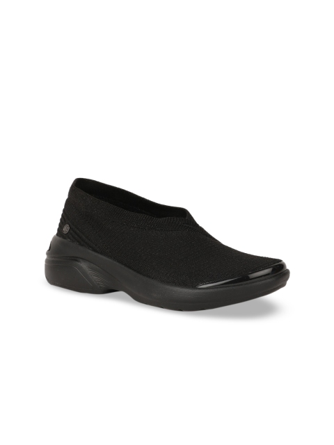 

Naturalizer Women Black Textured Textile Mid-Top Slip-On Sneakers