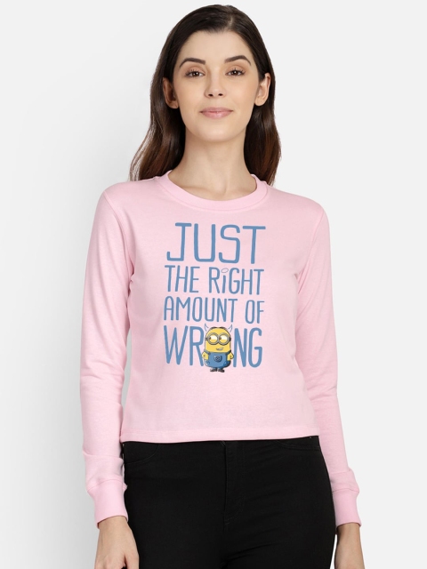 

Free Authority Minions Print Pink Sweatshirt For Women
