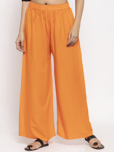 

NEUDIS Women Orange Solid Wide Leg Palazzos