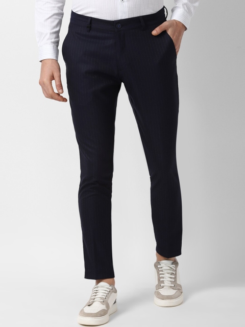 

Louis Philippe Sport Men Navy Blue Slim Fit Striped Regular Trousers