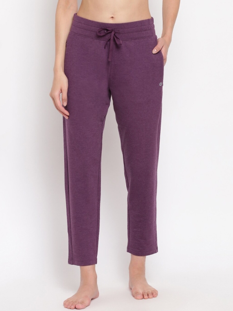 

Enamor Women Purple Solid Slim-Fit Cropped Lounge Pants