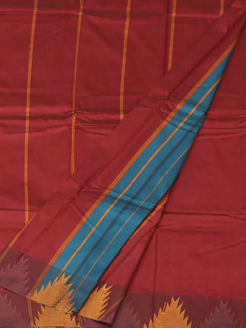 

Pothys Blue & Red Art Silk Solid Saree