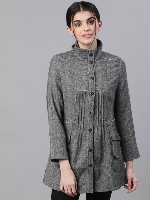 

Ishin Women Grey Printed Lightweight Tailored Woolen Jacket