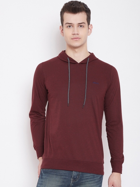 

Adobe Men Maroon Solid Hooded Sweatshirt
