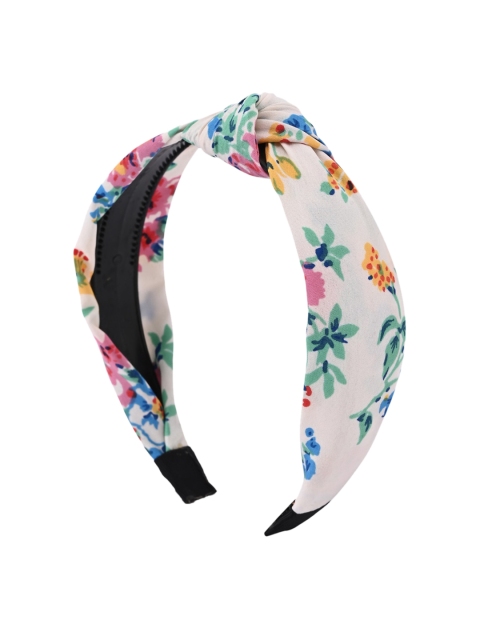 

BuckleUp Women White Printed Knot Detailed Hairband