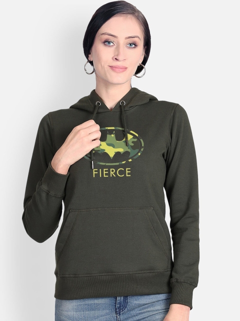 

Free Authority Women Olive Green & Yellow Printed Hooded Sweatshirt