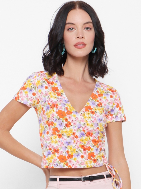 

FOREVER 21 Women Orange Printed Top