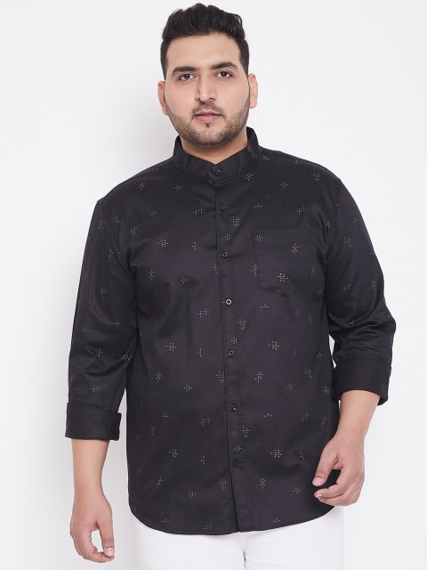 

Instafab Plus Men Black Regular Fit Printed Casual Shirt
