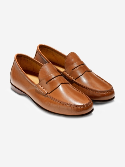 

Cole Haan Men Tan Brown Leather Loafers