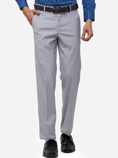 

Greenfibre Men Grey Slim Fit Solid Formal Trousers