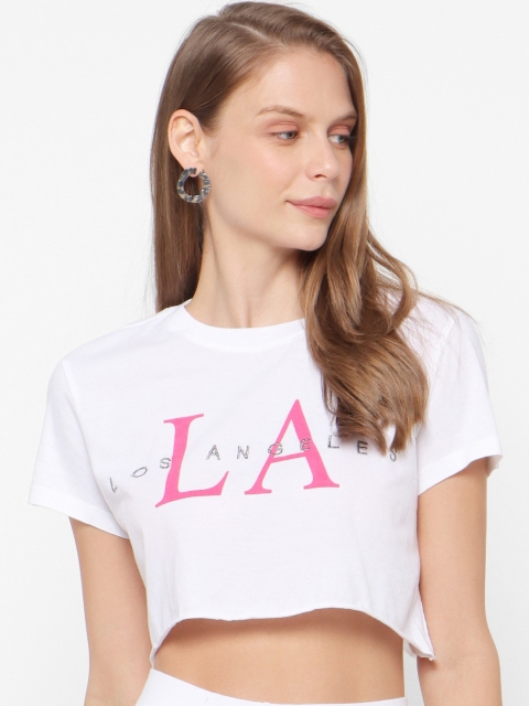 

FOREVER 21 Women White Printed Boxy Top