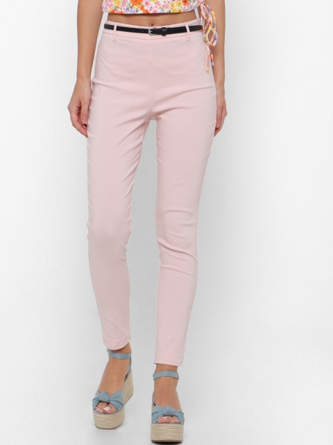 

FOREVER 21 Women Pink Regular Fit Solid Regular Trousers