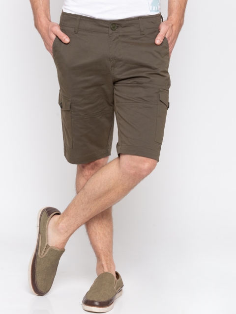 

SPYKAR Men Olive Green Solid Slim Fit Cargo Shorts