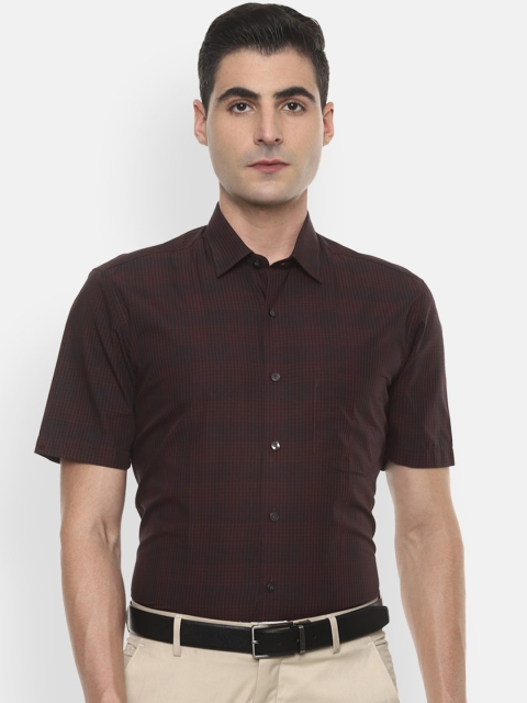 

Louis Philippe Men Brown Regular Fit Checked Formal Shirt