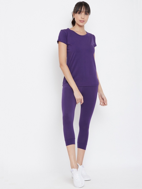 

ALIZA Women Purple Solid T-shit With Capris