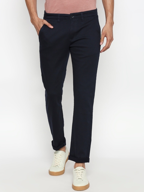 

BYFORD by Pantaloons Men Navy Blue Slim Fit Solid Regular Trousers