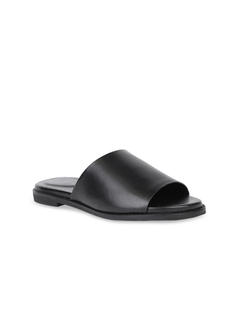 

Hush Puppies Women Black Solid Open Toe Flats