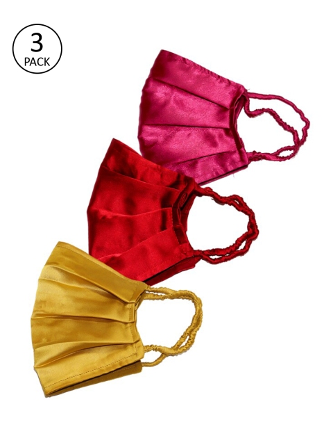 

Bellofox Women 3 Pcs 3-Ply Reusable Outdoor Satin Masks, Pink
