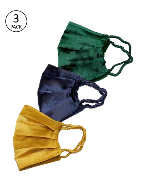 

Bellofox Women Pack of 3 Solid 3-Ply Anti-Pollution Reusable Cloth Masks, Green
