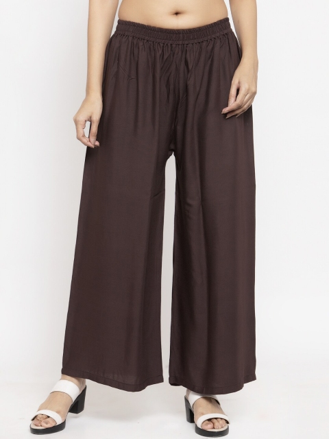 

NEUDIS Women Brown Solid Wide Leg Palazzos
