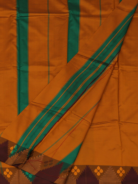 

Pothys Green & Mustard Art Silk Striped Saree