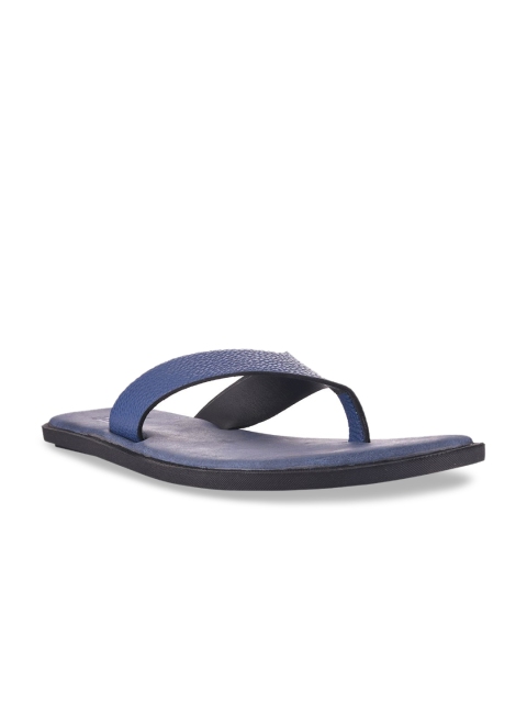 

SKO Men Blue Solid Leather Comfort Sandals
