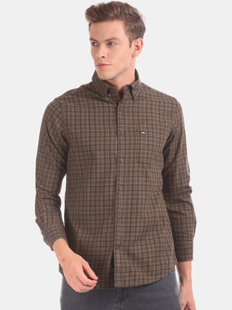 

Arrow Men Brown & Green Regular Fit Checked Casual Shirt