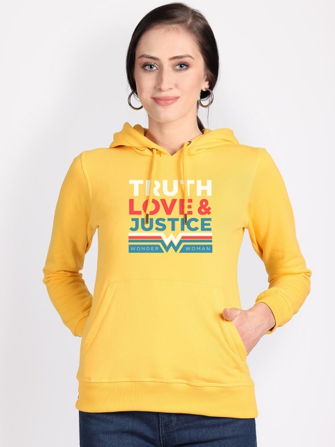 

Free Authority Women Yellow Wonder Woman Printed Hooded Sweatshirt