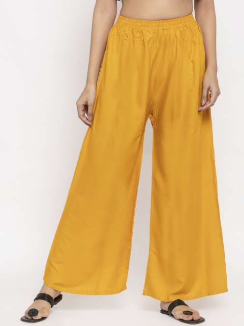

NEUDIS Women Mustard Yellow Solid Wide Leg Palazzos