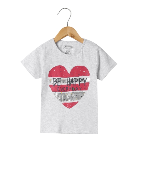 

Cherokee Girls Grey Printed Round Neck T-shirt