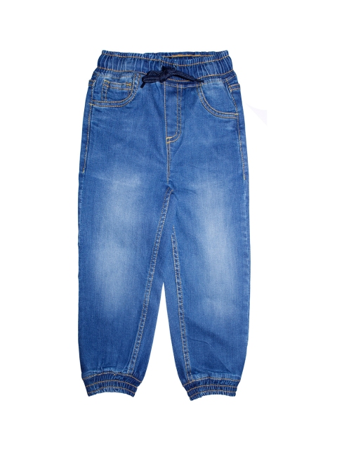 

KiddoPanti Boys Blue Regular Fit Mid-Rise Clean Look Jogger Jeans