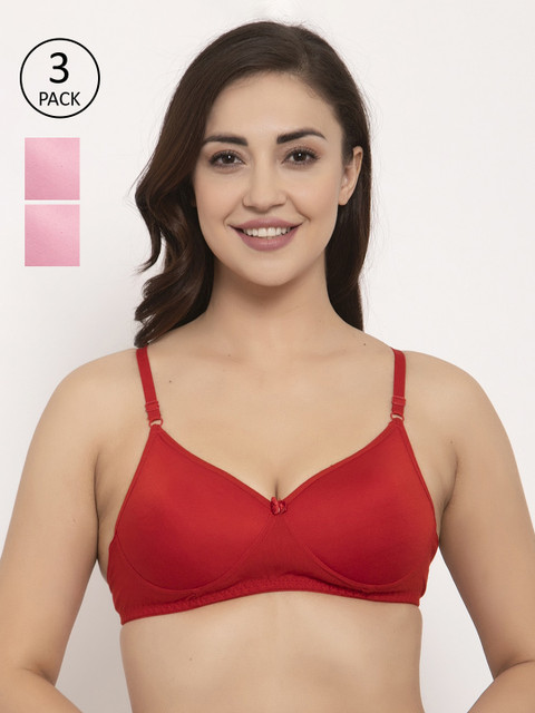 

GRACIT Pack Of 3 Solid Push-Up Bras PW5-03-10-10, Multi