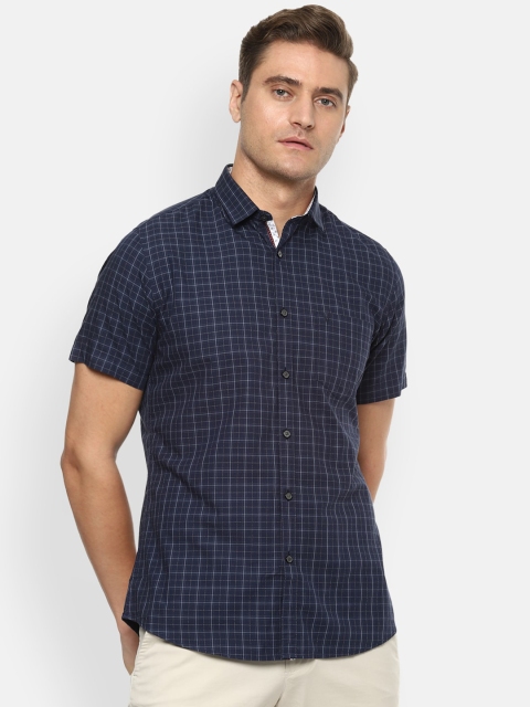 

Van Heusen Sport Men Navy Blue & White Slim Fit Checked Casual Shirt