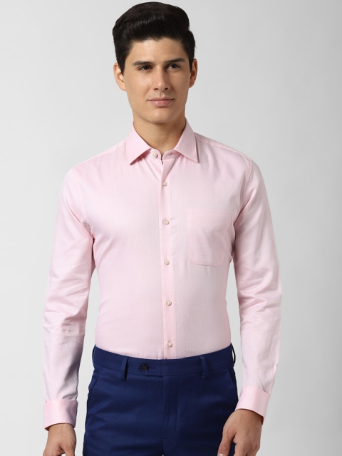 Peter England Elite Men Pink Slim Fit Solid Formal Shirt
