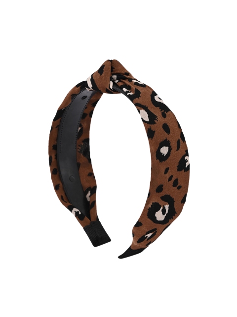 

BuckleUp Women Brown & Black Animal Print Knot Detailed Hairband