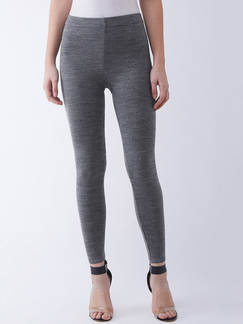 

RVK Women Grey Solid Slim-Fit Ankle-Length Woolen Leggings