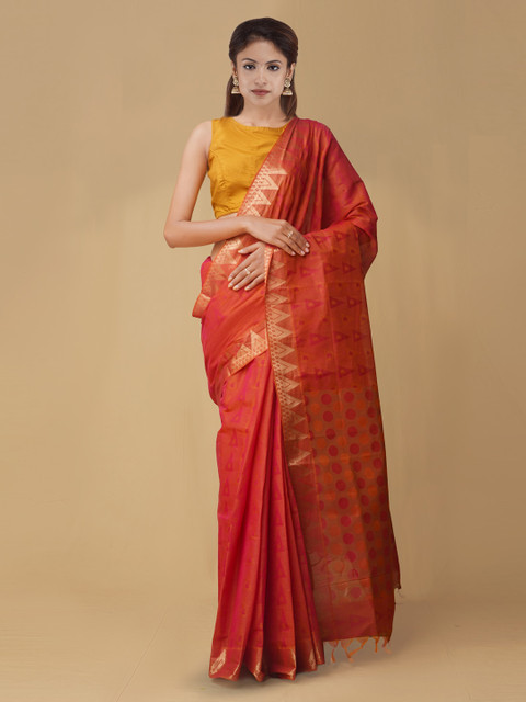 

Unnati Silks Red Pure Cotton Woven Design Mysore Silk Saree