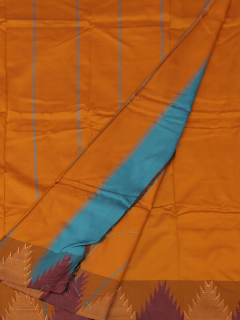 

Pothys Blue & Mustard Art Silk Solid Saree