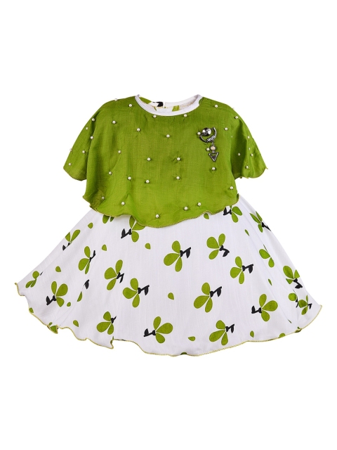 

Wish Karo Girls Green Embellished Fit and Flare Dress